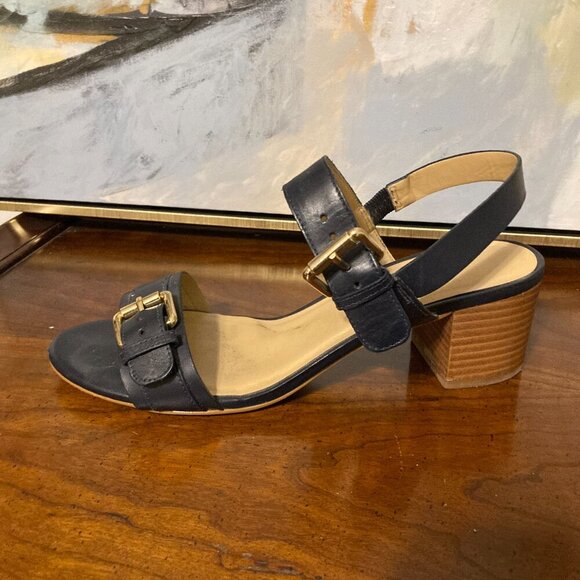 Talbots Black Kitten Heel Women Size 9 Open Toe Buckle Strap - Picture 8 of 12